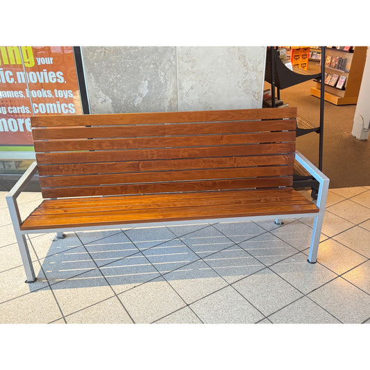Industrial Wood Bench with Steel Frame