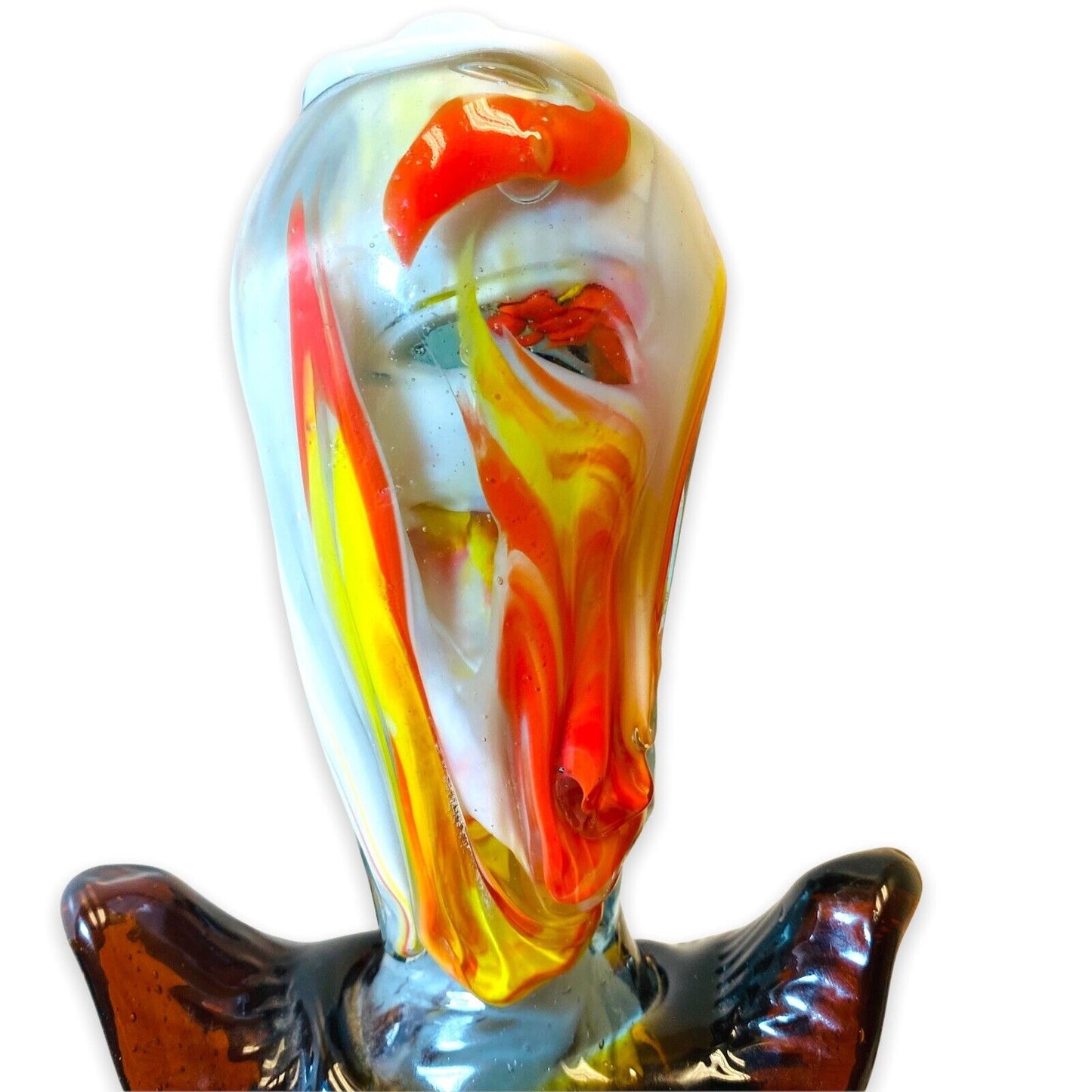 Venetian Blown Glass Murano Clown Figure Multicolor Art Glass Large 12"