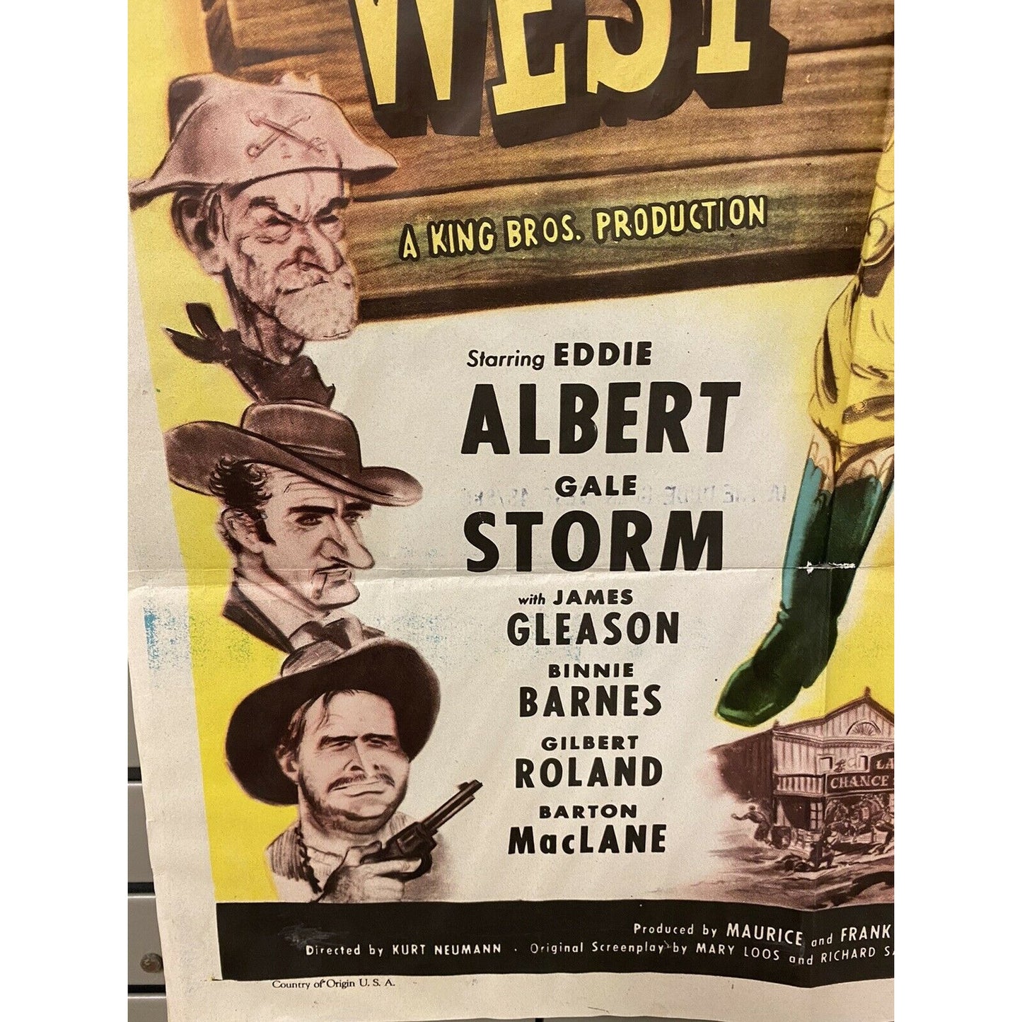 The Dude Goes West ORIGINAL 1948 Movie Poster 1 Sheet Eddie Albert Gale Storm