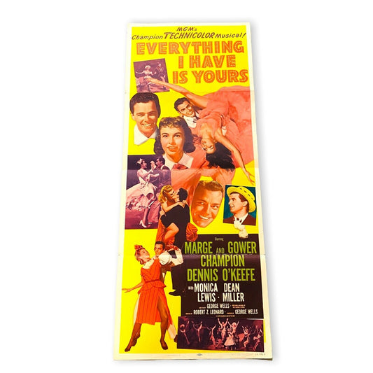 Dennis O'Keefe "Everything I have is Yours" Movie Insert 1952 Original