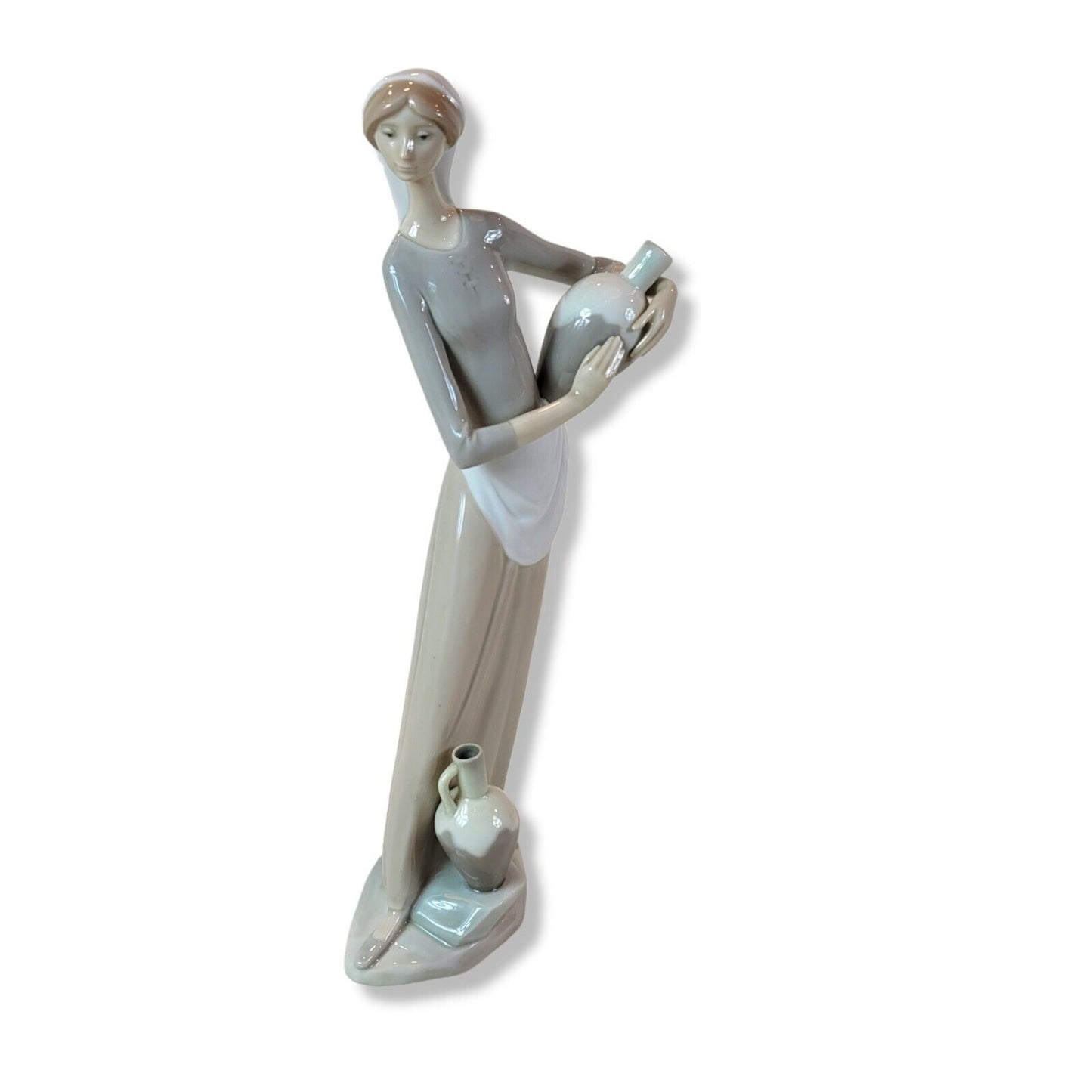 NAO LLADRO Tall Girl With Water Jugs Italian Figurine Sculpture 12-3/4" #4875