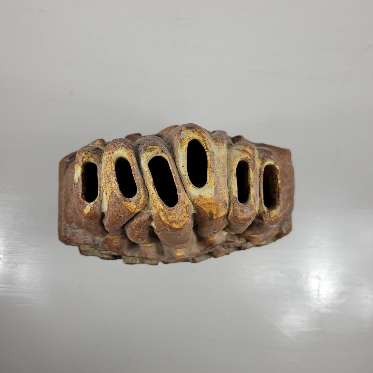 Vase 6 Holes Bernard Rooke Vintage Mid-Century English Brutalist Pottery 11 1/2"