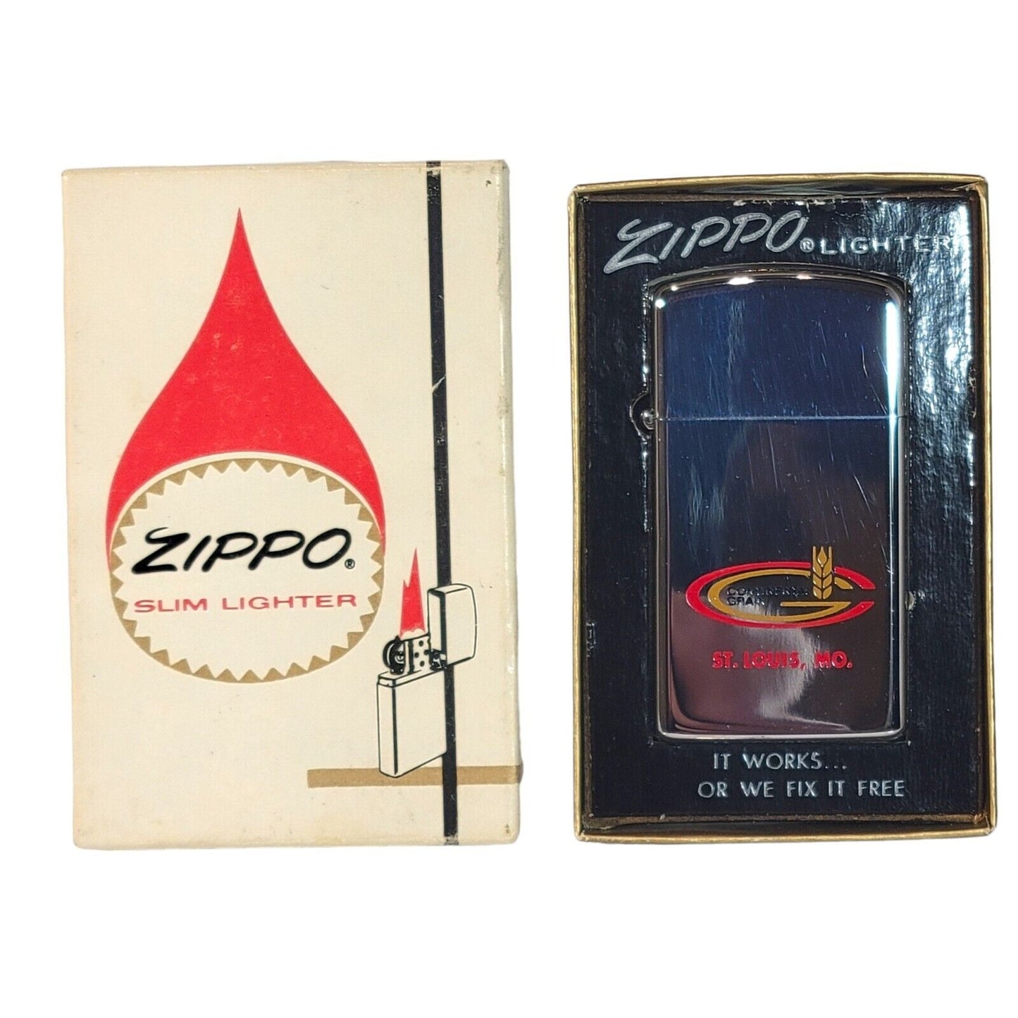 Vintage 1971 Zippo Continental Grain St. Louis MO Unused NOS