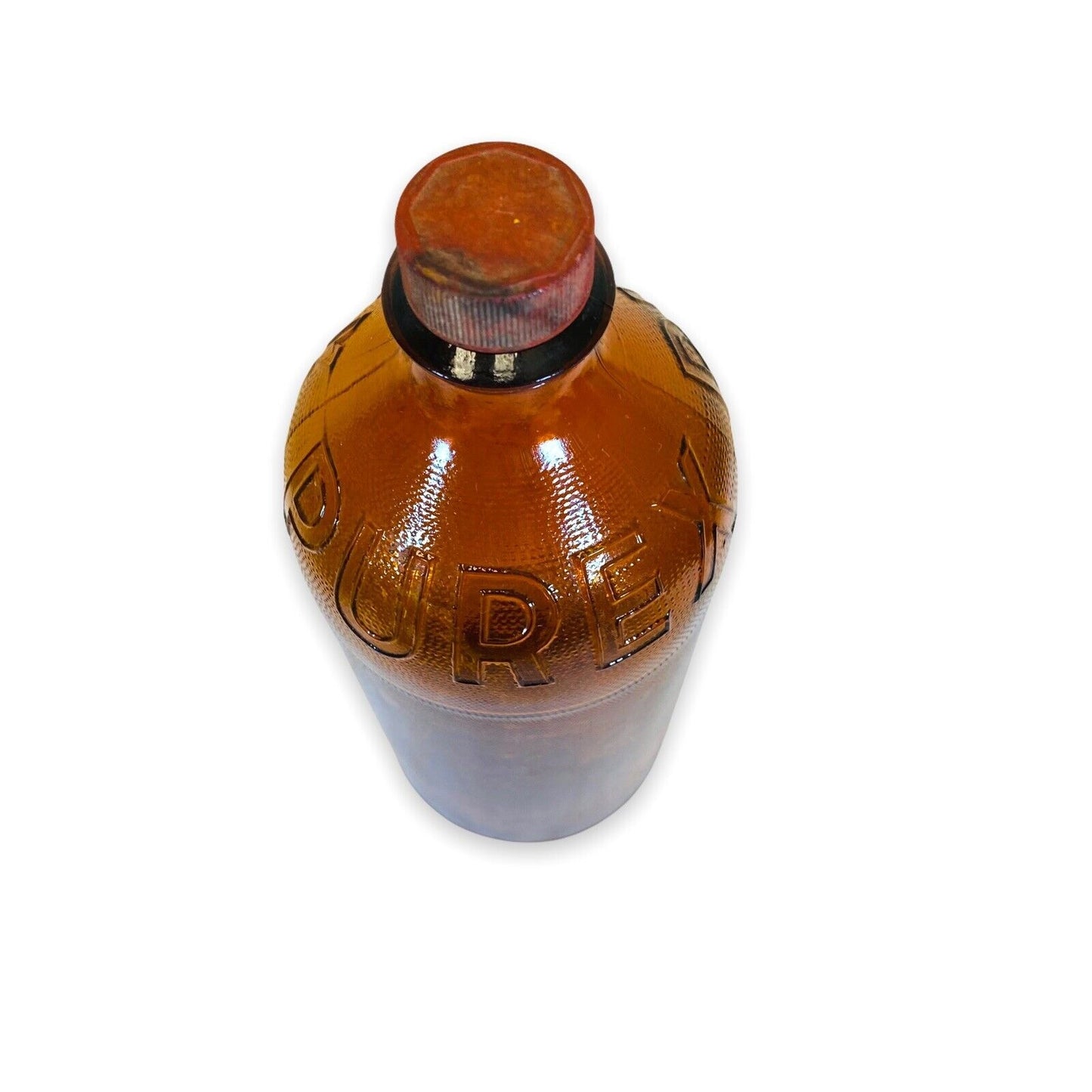 Vintage Purex Bleach Amber Glass Quart Bottle 9" x 4" with Cap