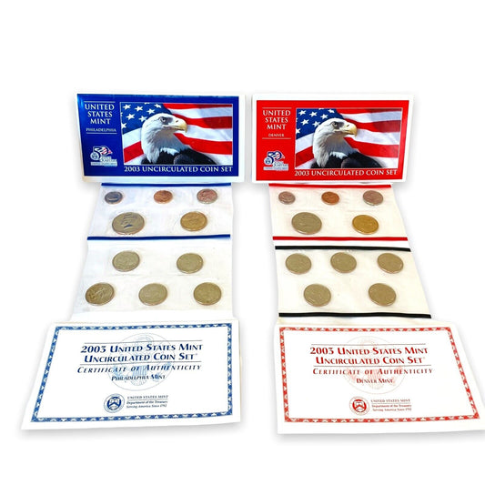 2003 Uncirculated Coin Sets Philadelphia and Denver with COA