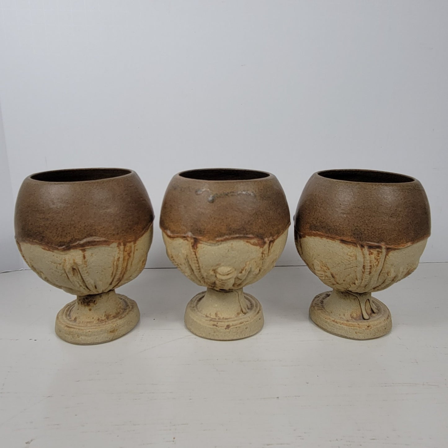 Decanter & 6 Goblets Bernard Rooke Vintage Mid-Century English Brutalist Pottery