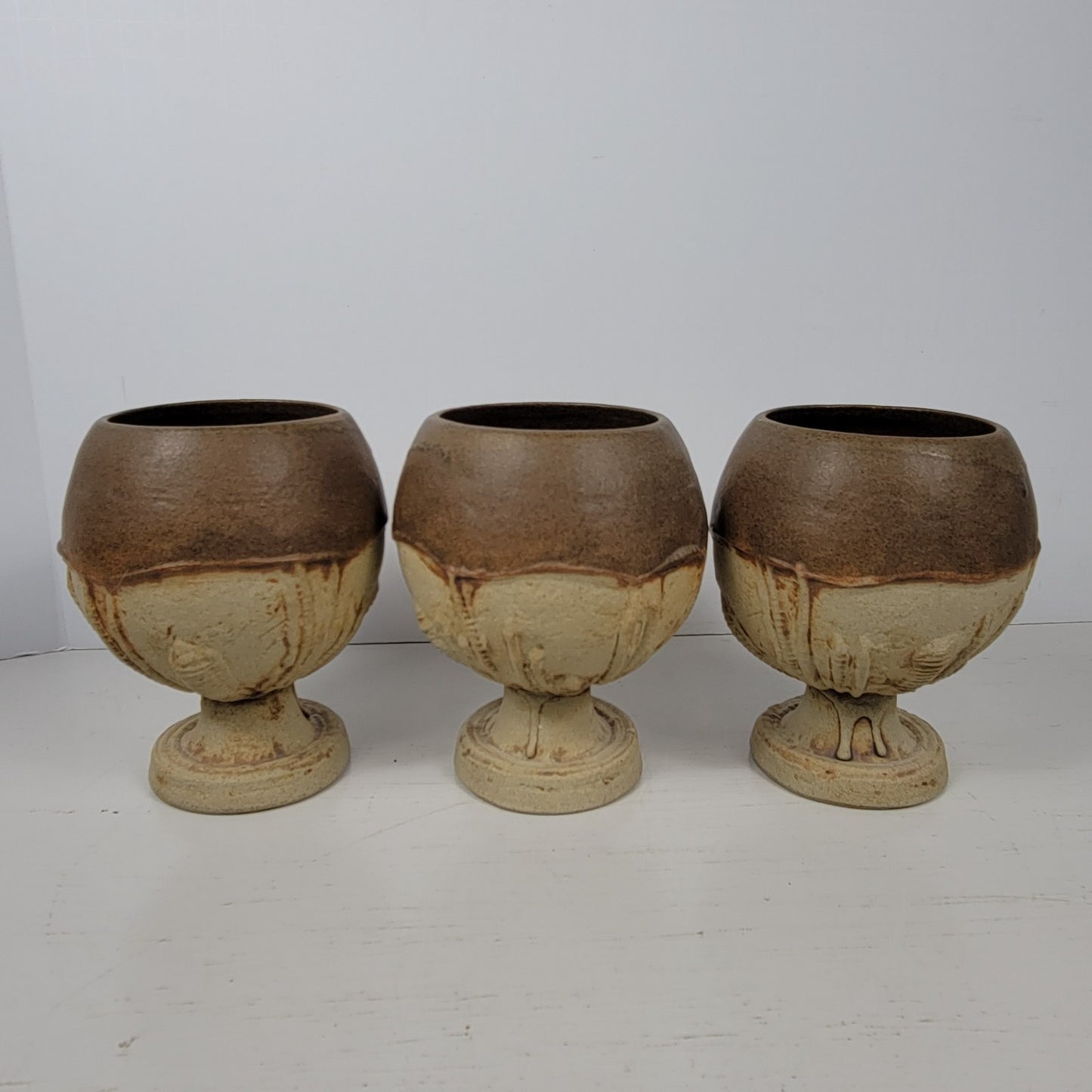 Decanter & 6 Goblets Bernard Rooke Vintage Mid-Century English Brutalist Pottery