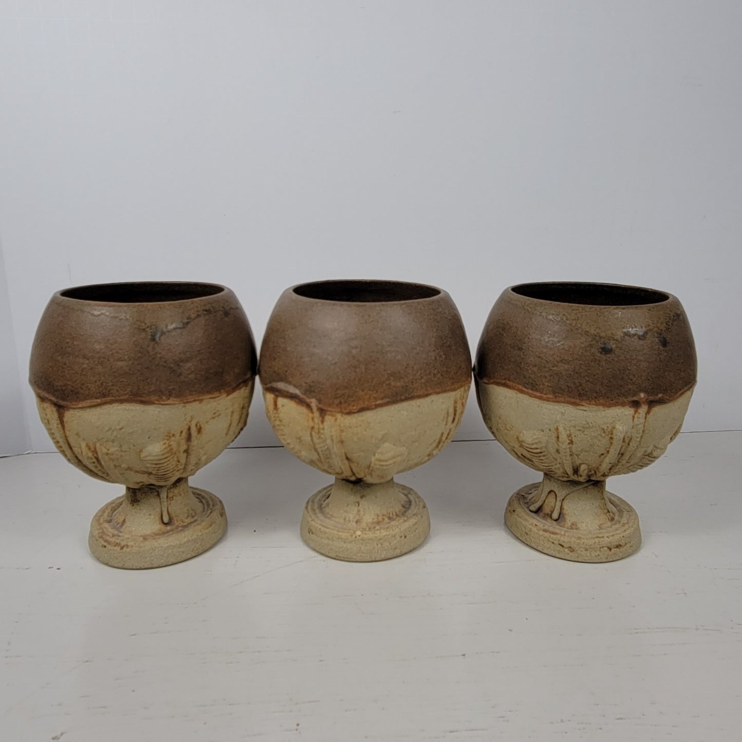 Decanter & 6 Goblets Bernard Rooke Vintage Mid-Century English Brutalist Pottery
