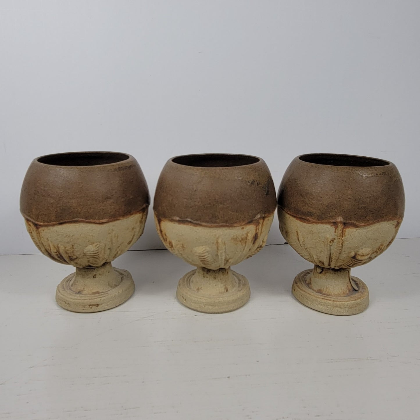 Decanter & 6 Goblets Bernard Rooke Vintage Mid-Century English Brutalist Pottery
