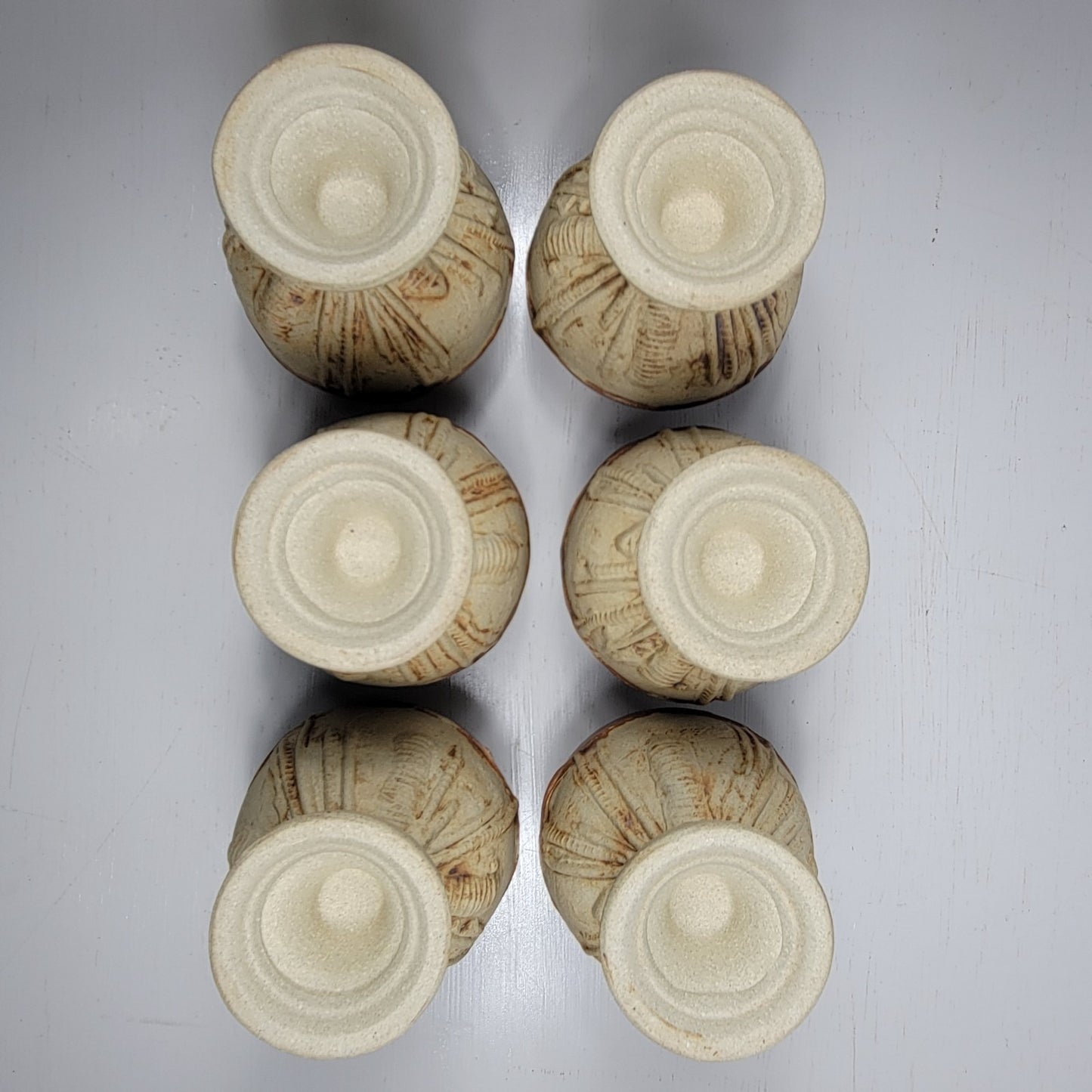 Decanter & 6 Goblets Bernard Rooke Vintage Mid-Century English Brutalist Pottery