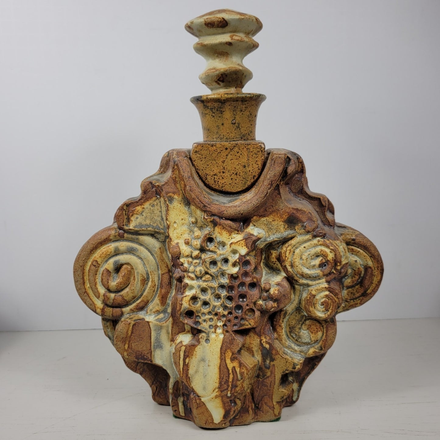 Decanter & 6 Goblets Bernard Rooke Vintage Mid-Century English Brutalist Pottery