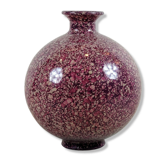 Vintage Raindrop Hand Blown Art Glass Vase Cranberry MCM Made In Spain 8.5" Tall