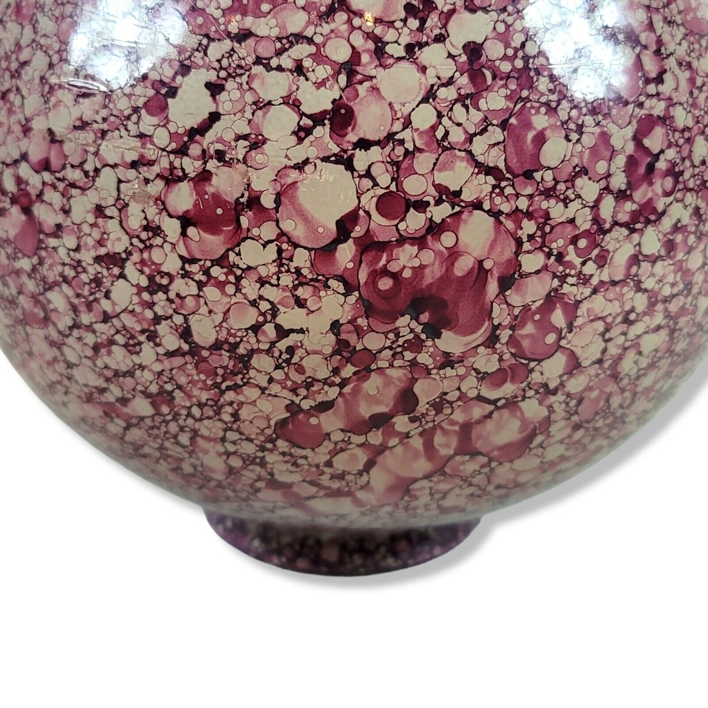 Vintage Raindrop Hand Blown Art Glass Vase Cranberry MCM Made In Spain 8.5" Tall