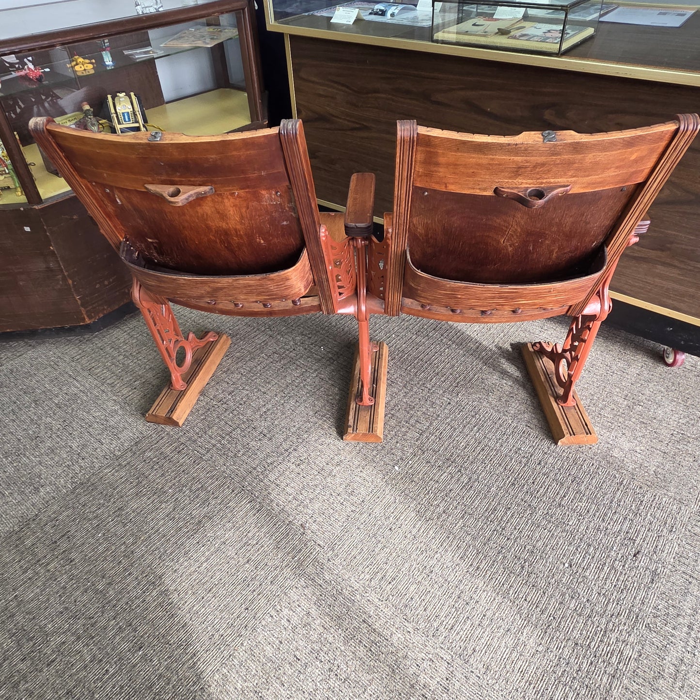 Antique Theater Seats Cast Iron & Wood