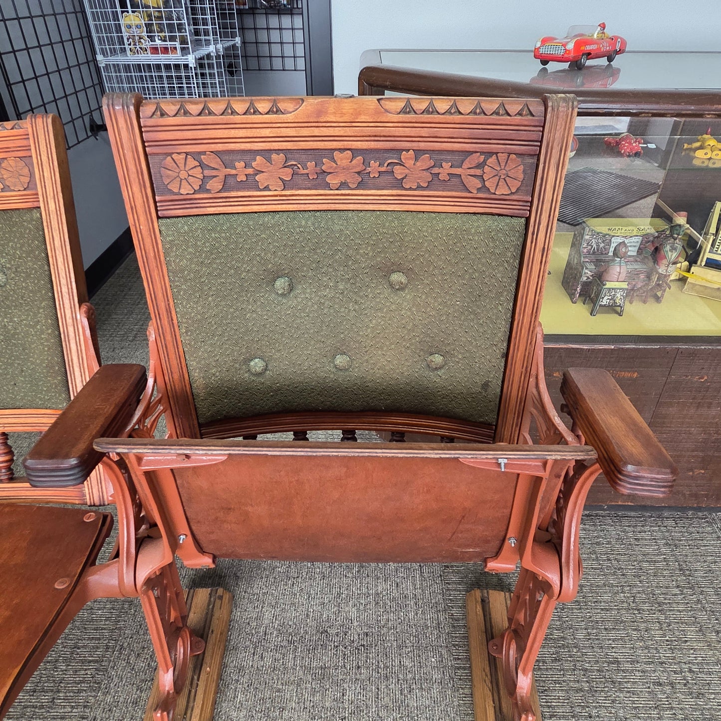 Antique Theater Seats Cast Iron & Wood