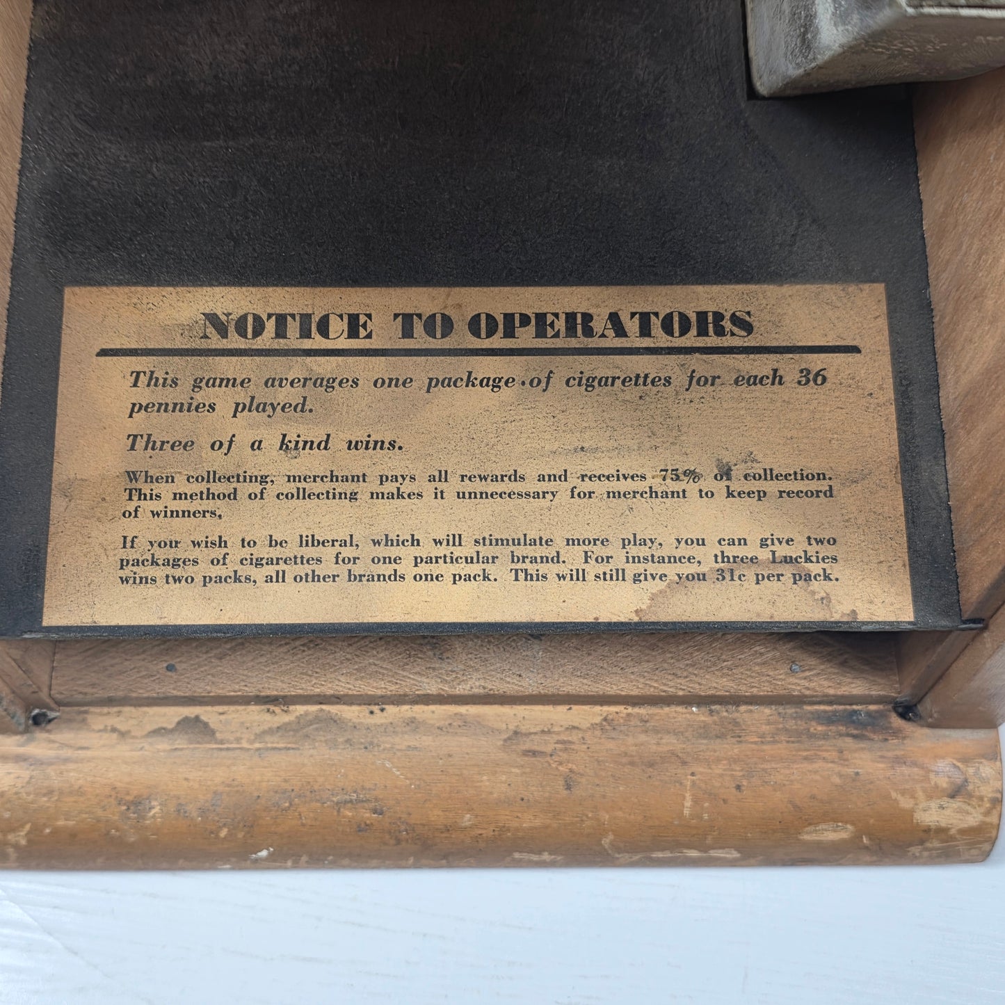 1941 Victor “Roll a Pack” 1¢ Wooden Cigarette Trade Stimulator