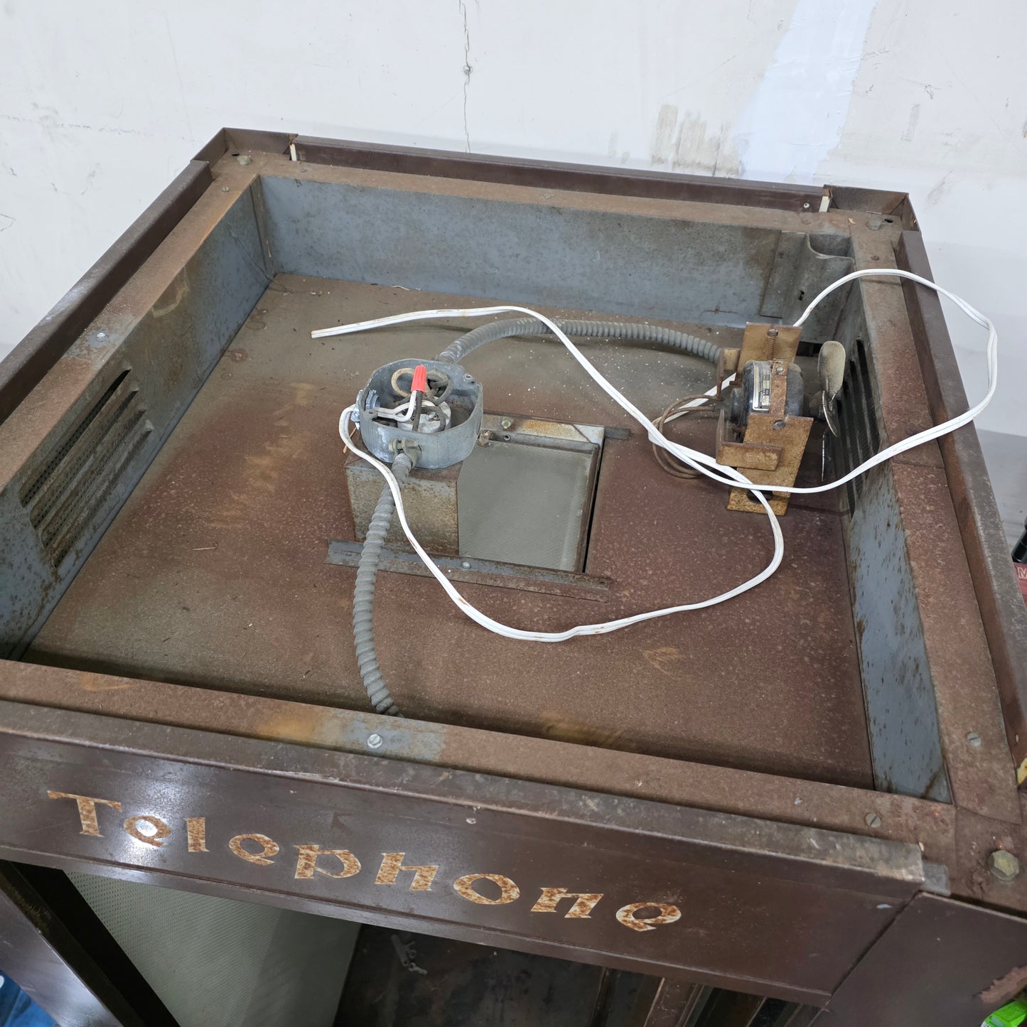 Vintage Sherron Acoustic Metal Telephone Booth w/ Payphone