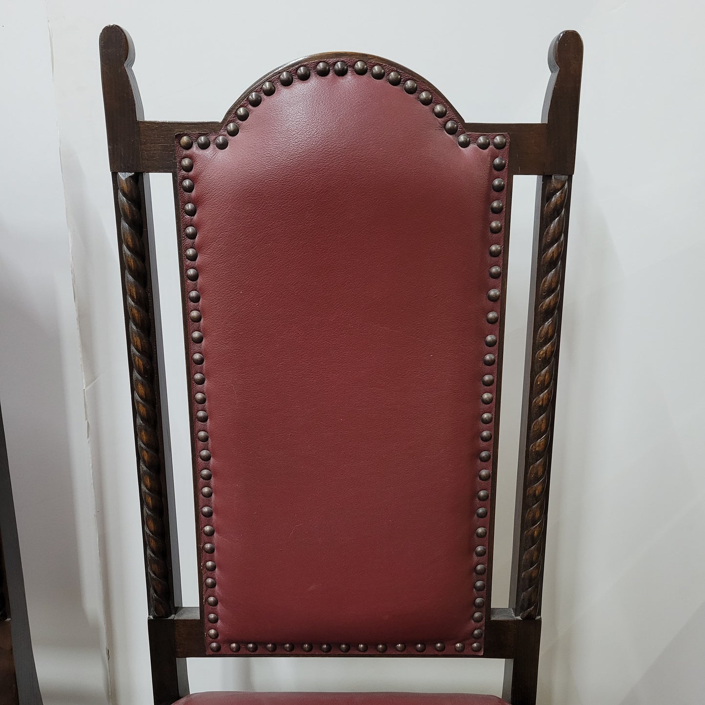 Gothic Revival Hand-Carved Oak Dining Table & 6 Chairs