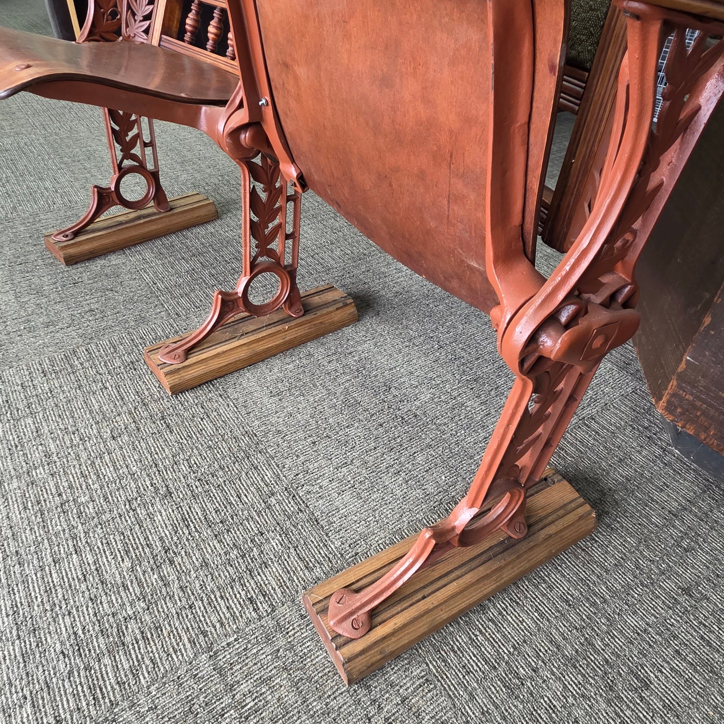 Antique Theater Seats Cast Iron & Wood