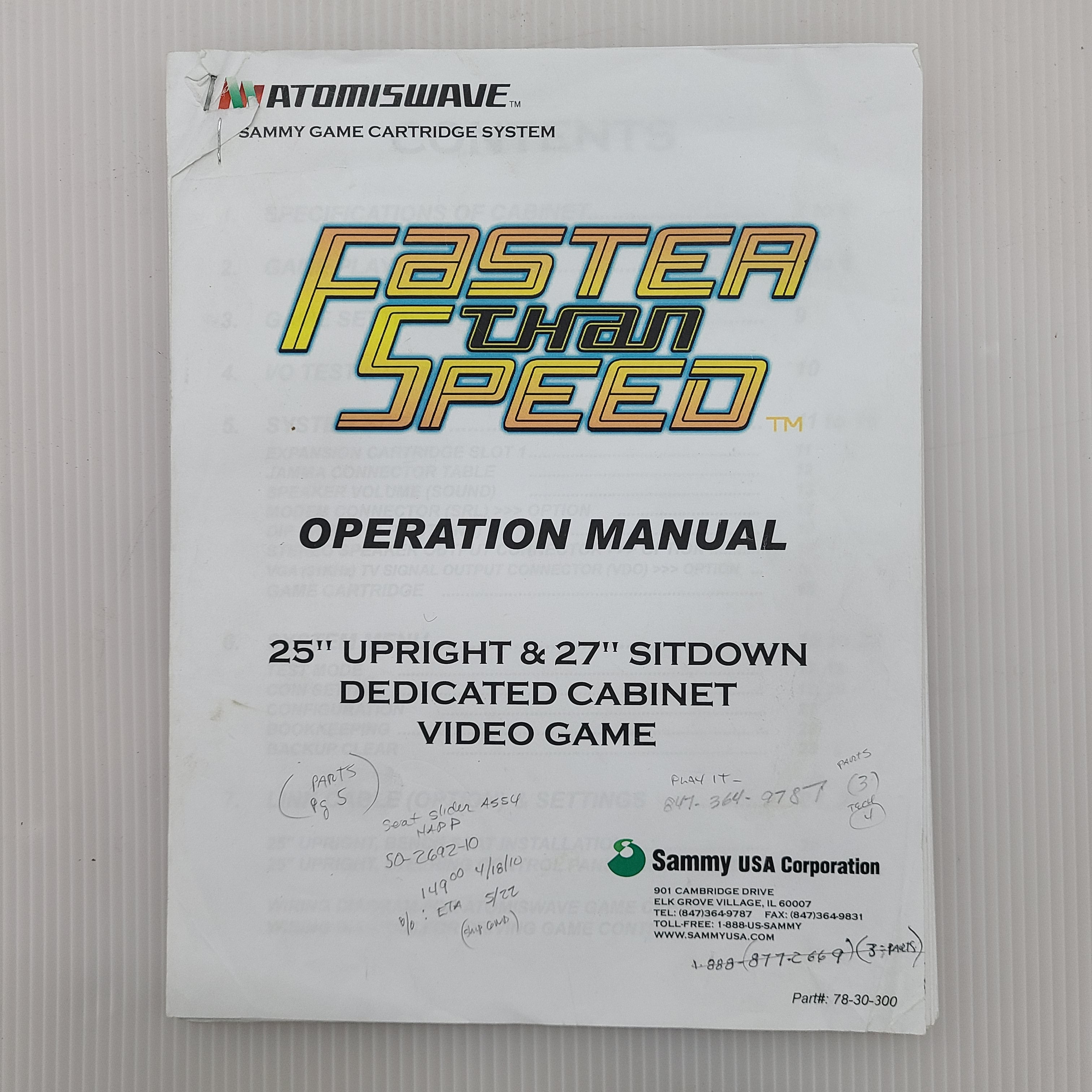 Faster Than Speed arcade owner's manual – Piddle Crick Hill Mercantile