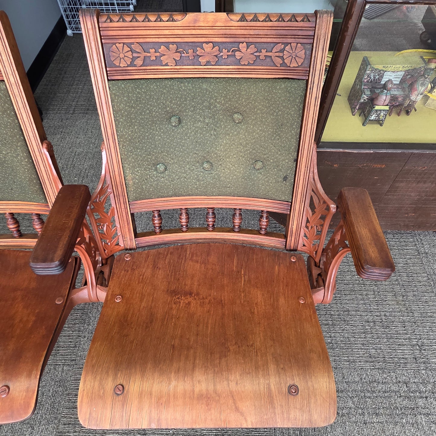Antique Theater Seats Cast Iron & Wood