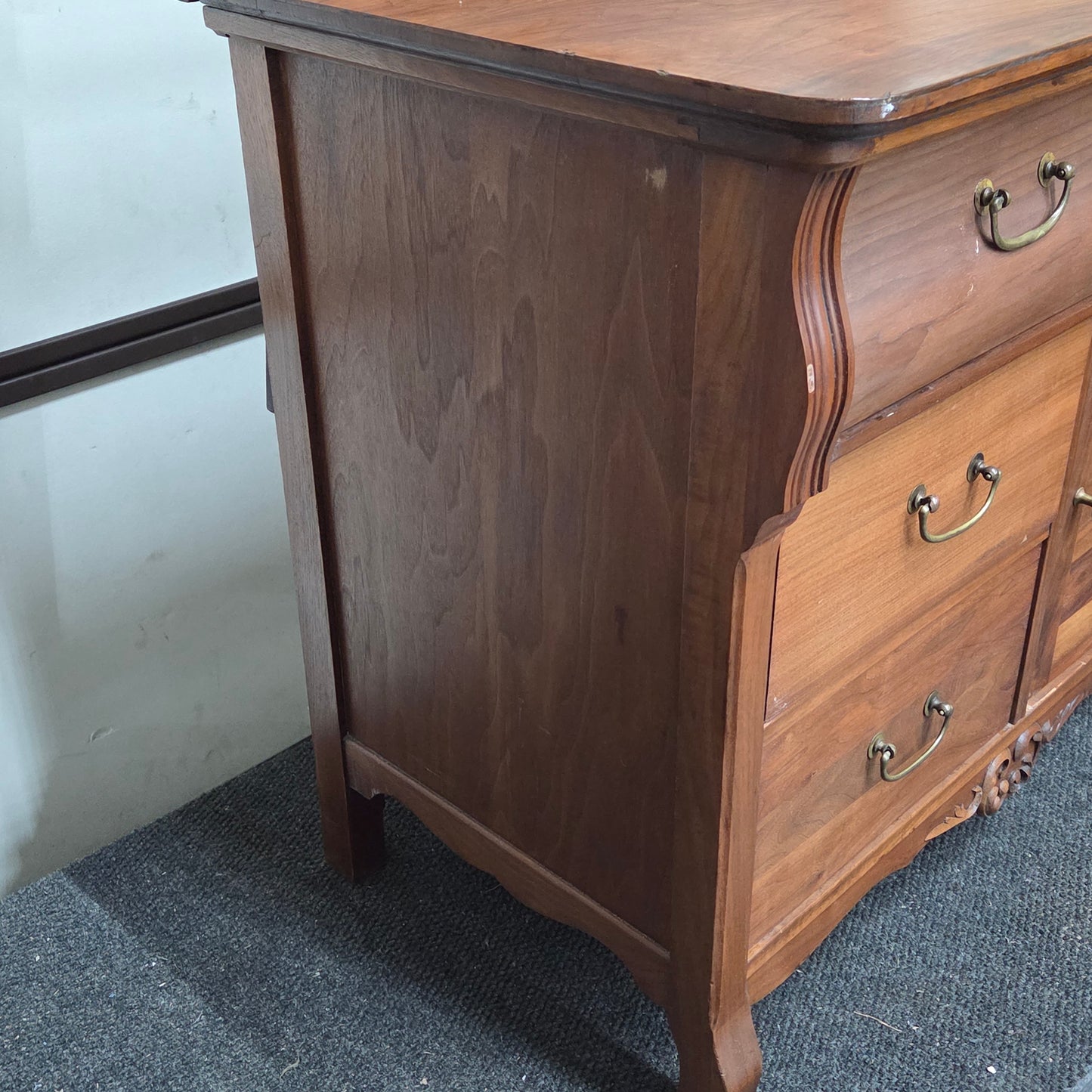 Antique Black Walnut Dresser With Mirror