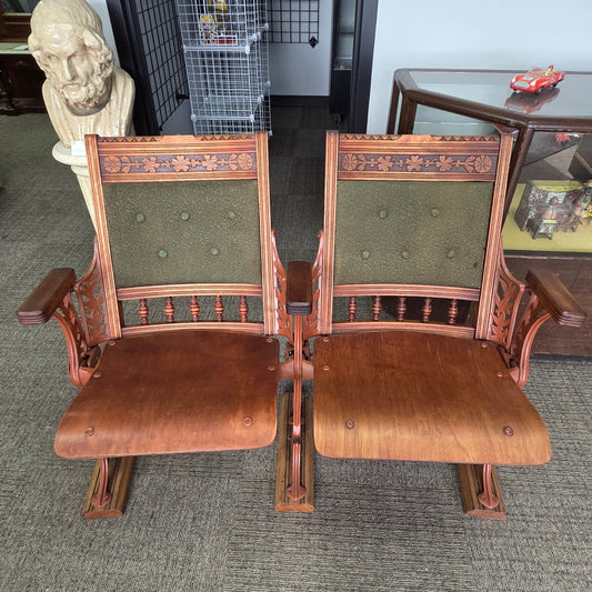 Antique Theater Seats Cast Iron & Wood