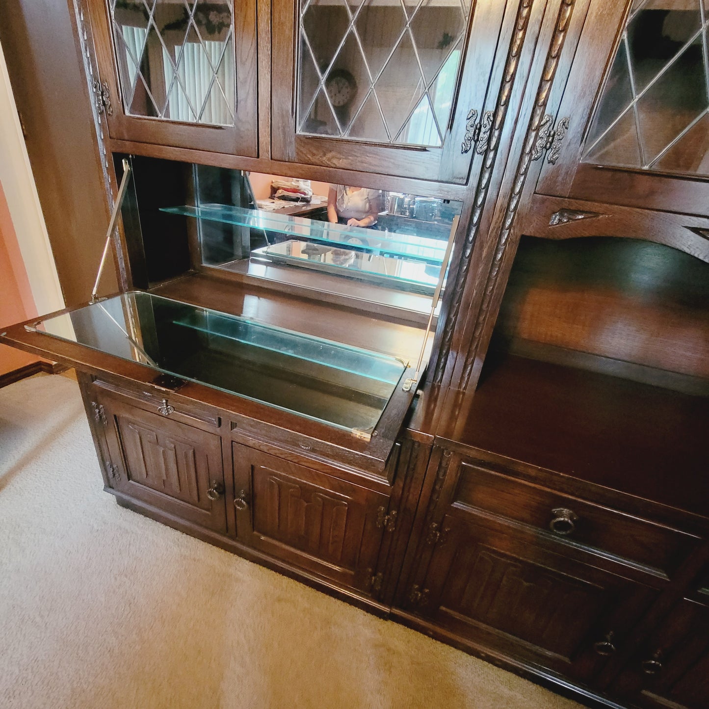 Jaycee of England Hand Made Jacobean Style Large Oak Wall Unit