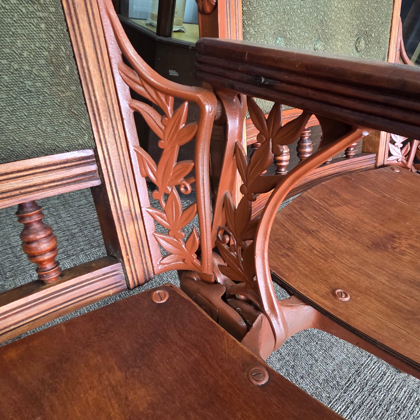 Antique Theater Seats Cast Iron & Wood