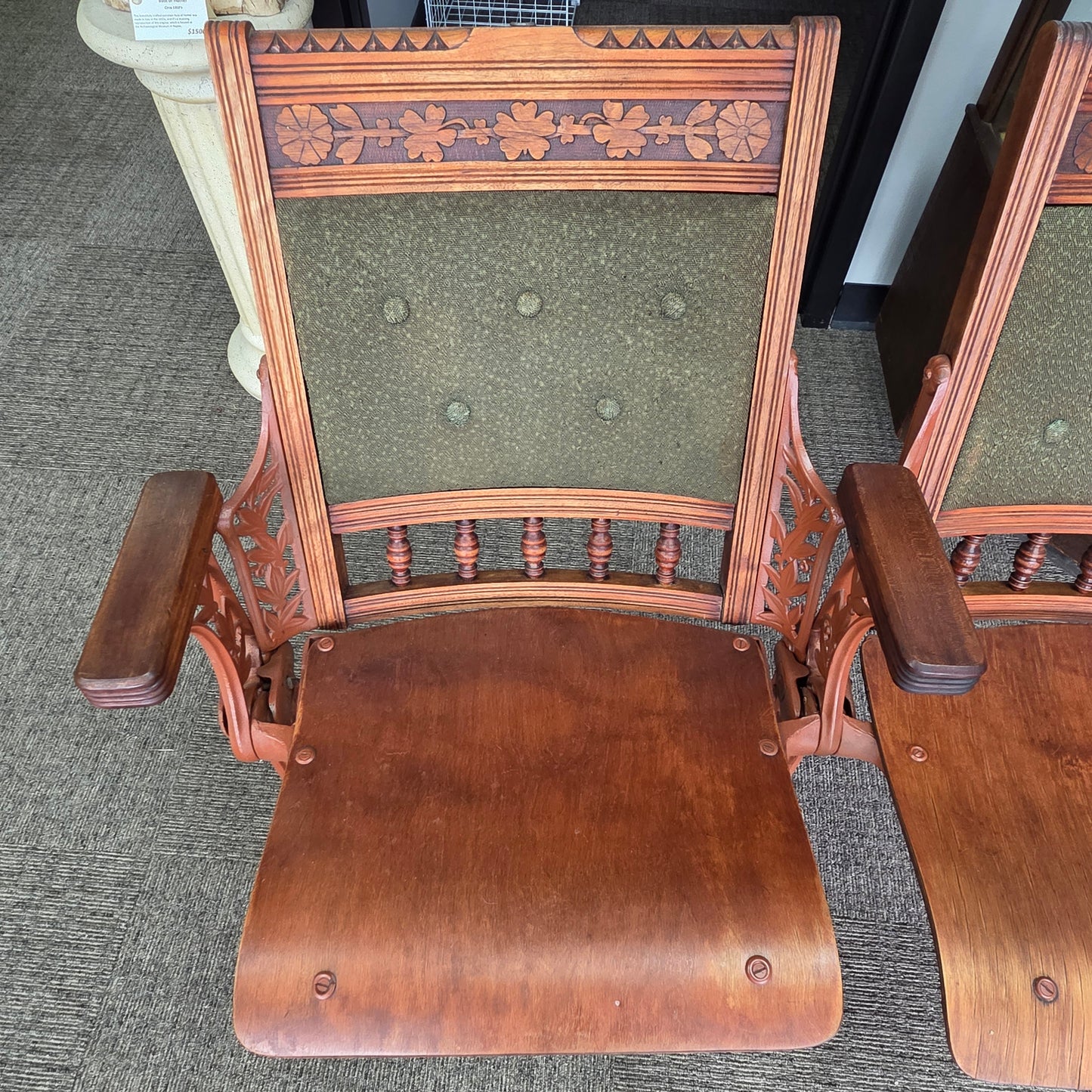 Antique Theater Seats Cast Iron & Wood