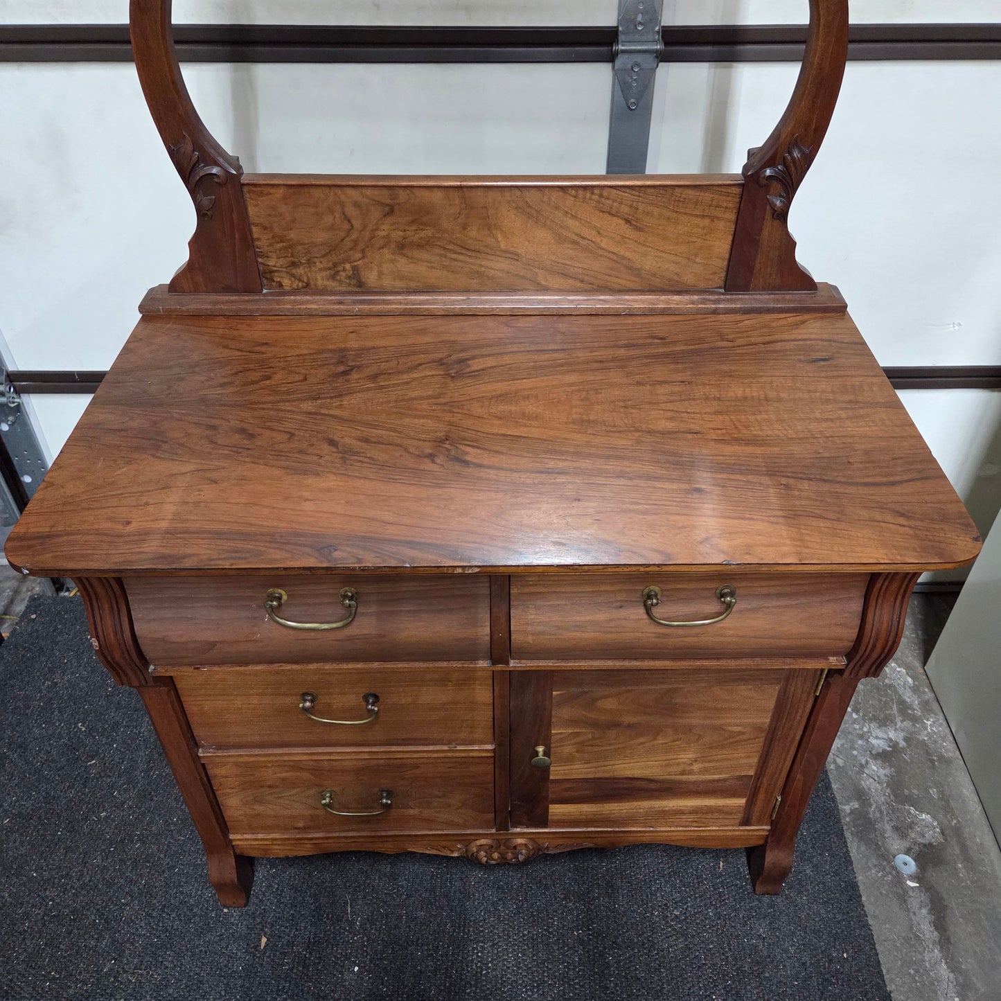 Antique Black Walnut Dresser With Mirror