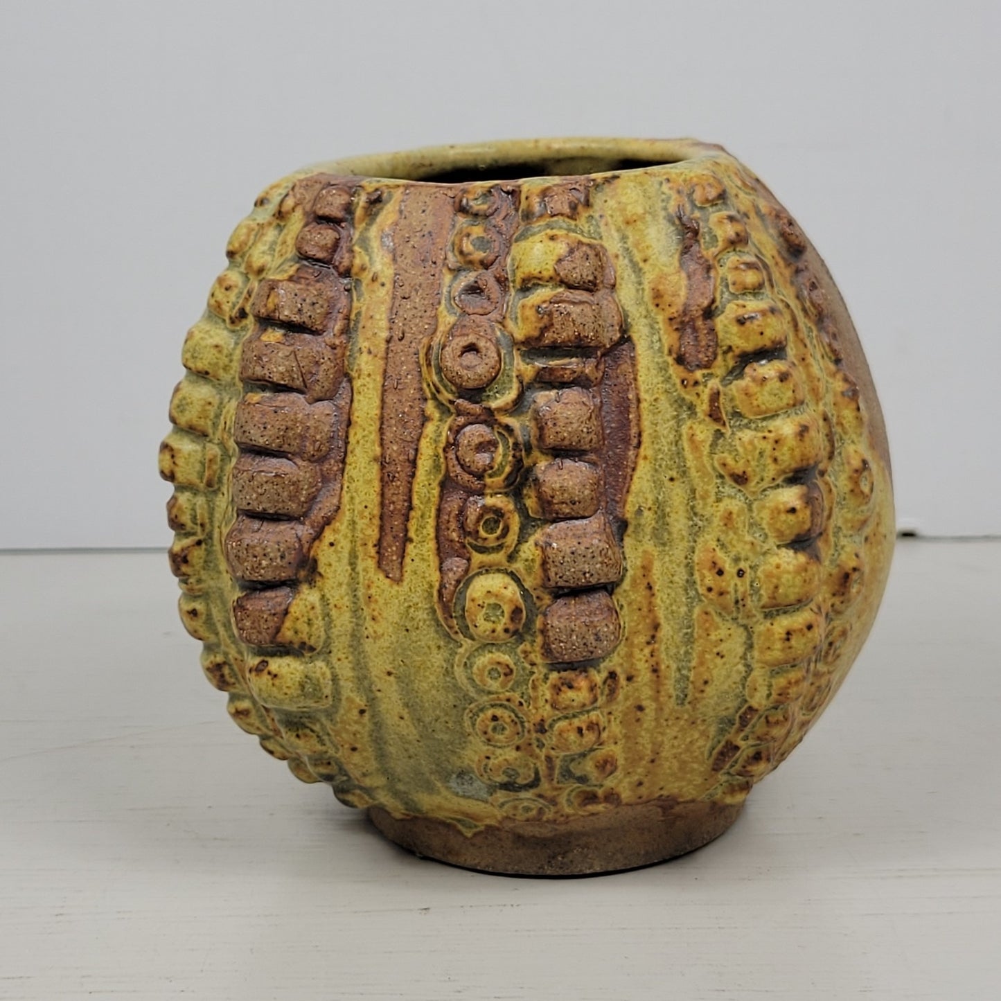 Vase Bernard Rooke Vintage Mid-Century English Brutalist Pottery Signed 4"