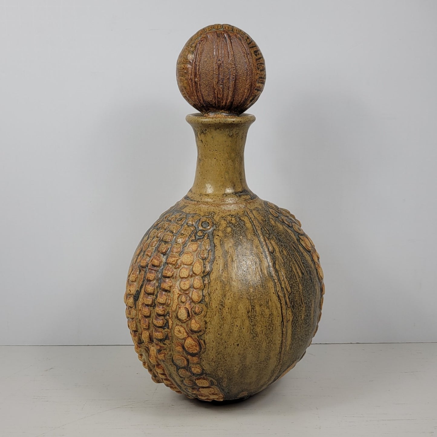 Decanter Bernard Rooke Vintage Mid-Century English Brutalist Pottery Signed 12"