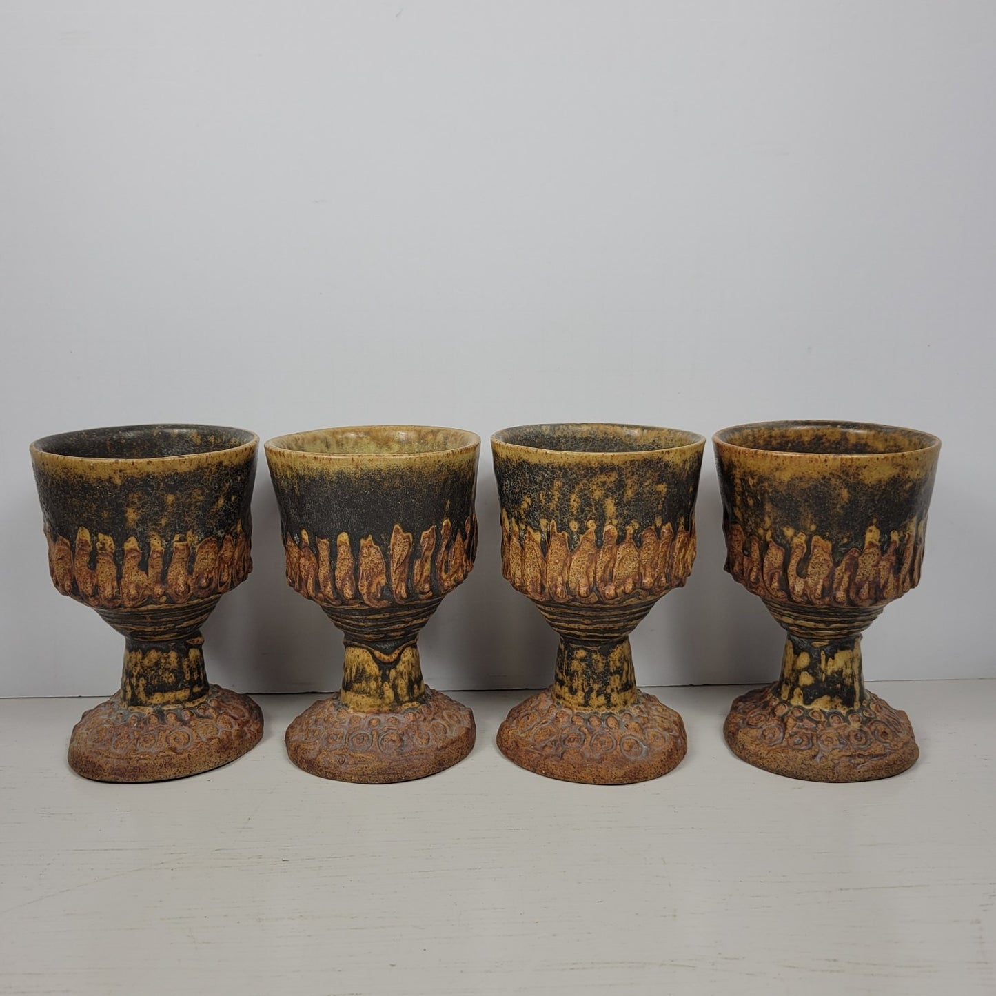 Punch Bowl & Goblets Bernard Rooke Vintage Mid-Century English Brutalist Pottery