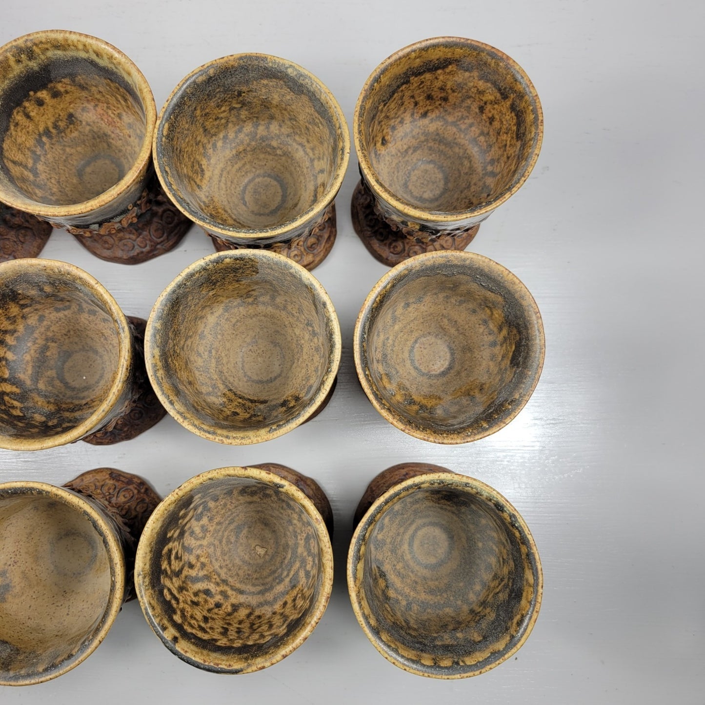 Punch Bowl & Goblets Bernard Rooke Vintage Mid-Century English Brutalist Pottery