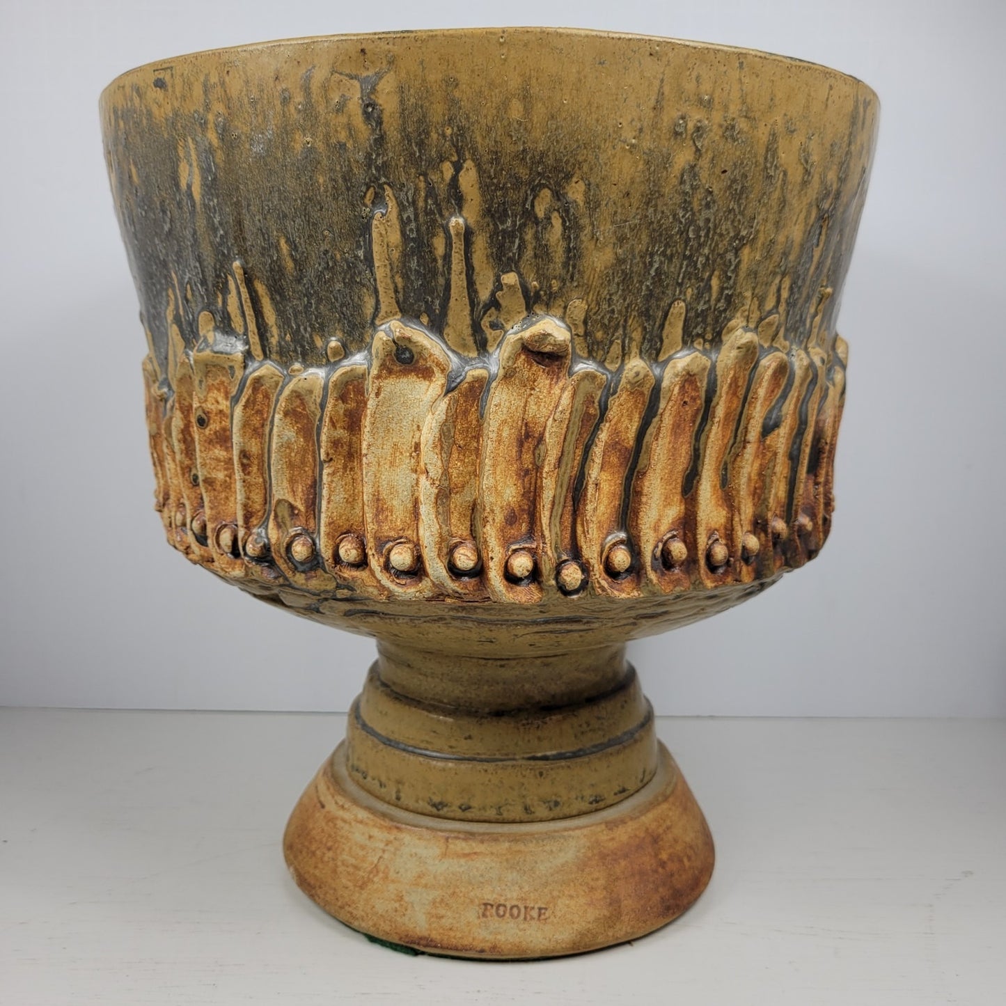 Punch Bowl & Goblets Bernard Rooke Vintage Mid-Century English Brutalist Pottery