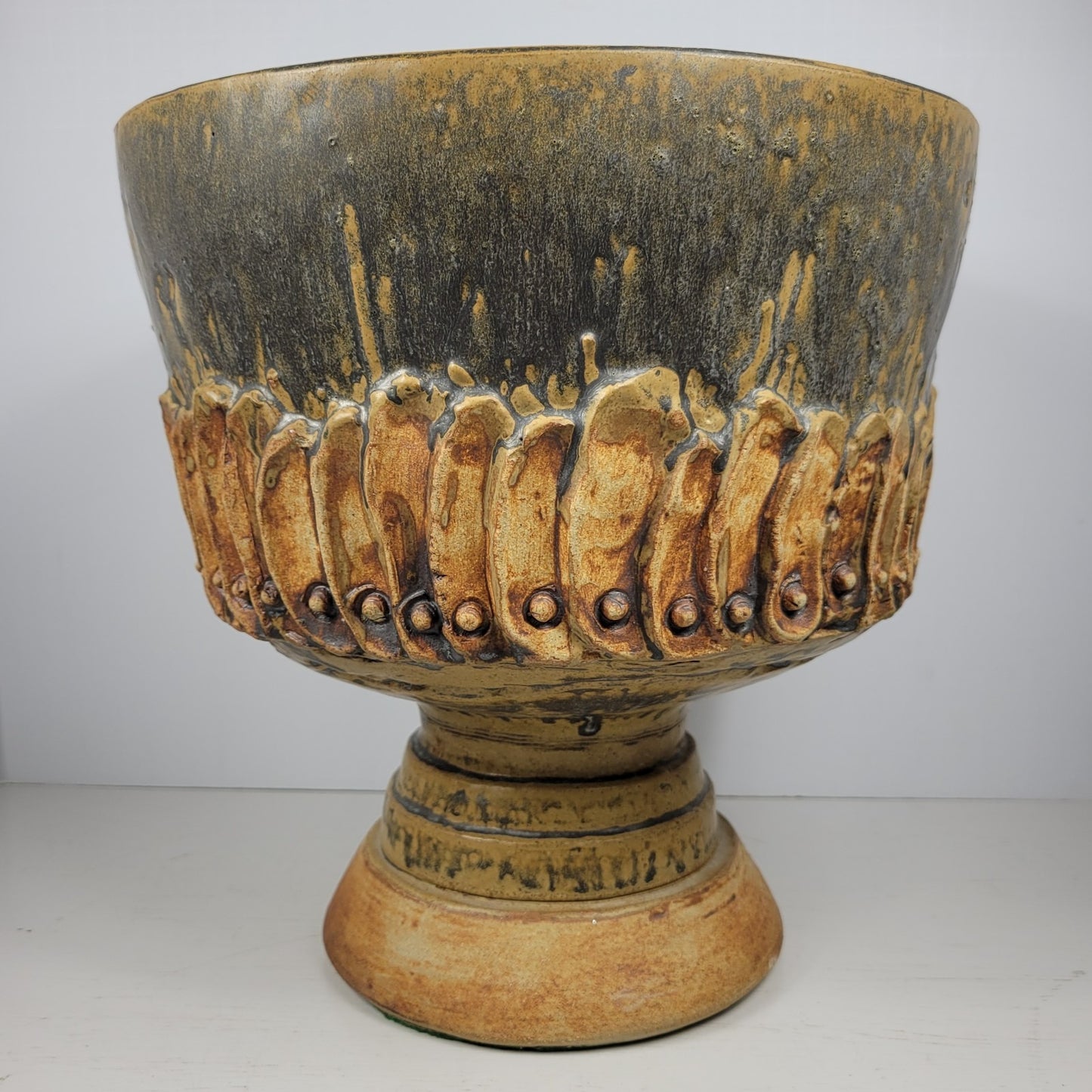 Punch Bowl & Goblets Bernard Rooke Vintage Mid-Century English Brutalist Pottery