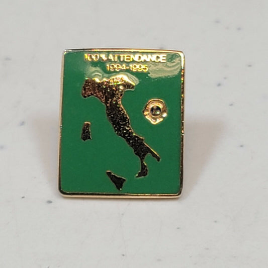 Italy Lions Club 100% Attendance Cloisonné Lapel Tie Pin Green Italian 1994-1995